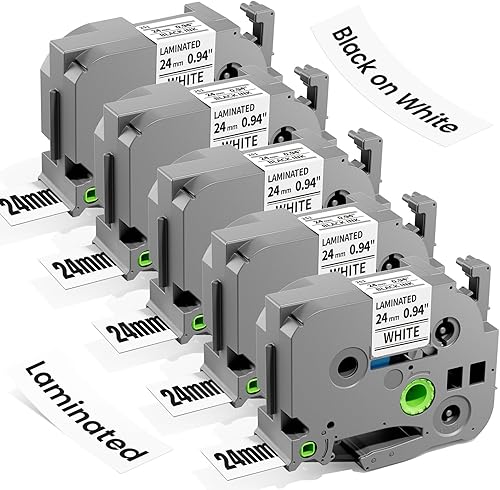 Miniatura 18 de Labelife TZe-221 TZe221 - Cinta de repuesto para rotuladora Brother P Touch de 0.354 in, cinta TZe TZ de 0.354 in 0.35 laminada blanca para Brother
