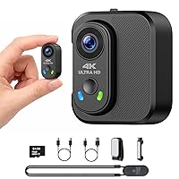 CAMWORLD Mini Action Cam 4K 30fps con Custodia di Ricarica, Body Cam Magnetica Indossabile con Scheda 64GB