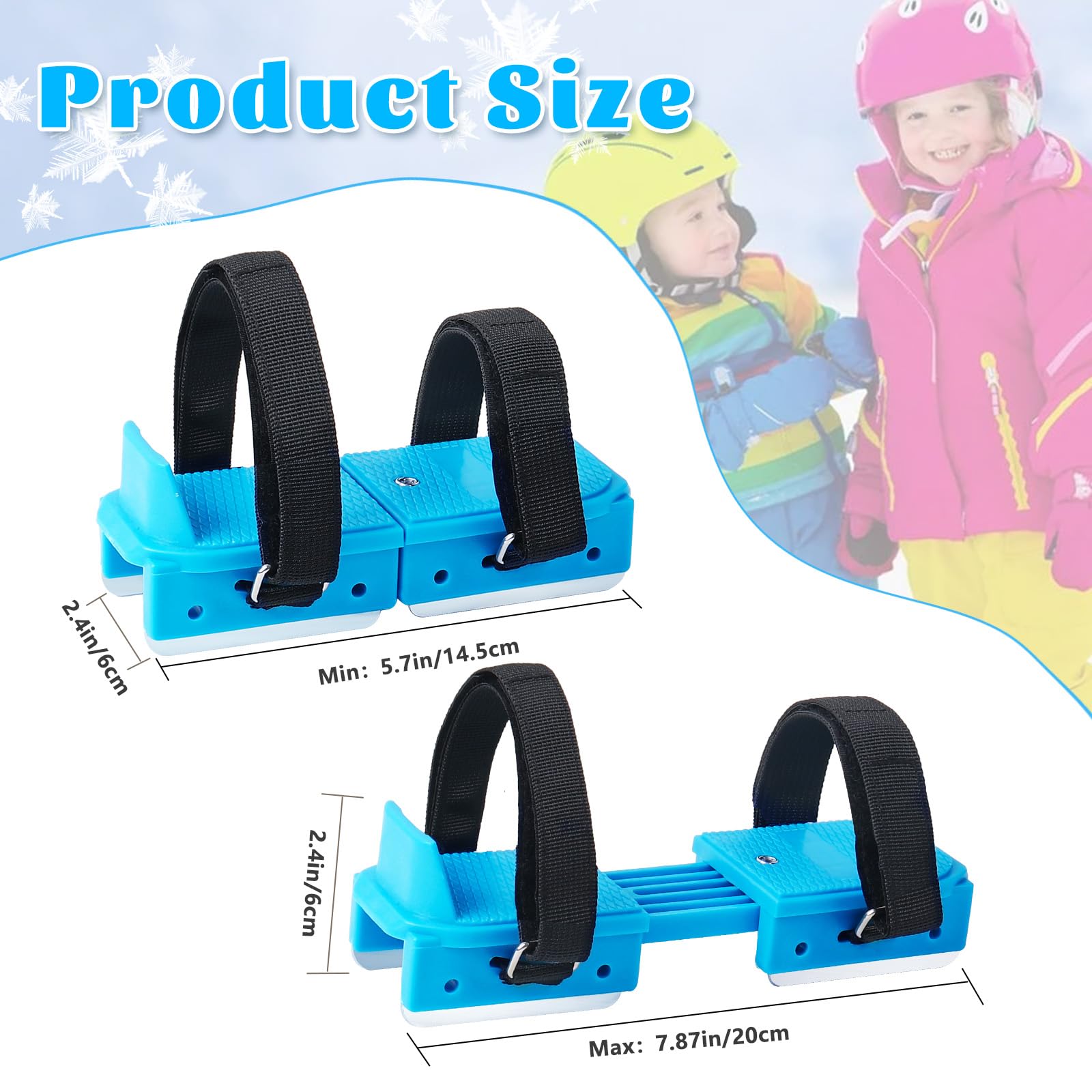 Winter Toddler Ice Skates, Adjustable Double Runner Ice Skates with Hook and Loop Fastener Straps, Blue Double Blade Ice Skates for Kids Toddler Training Shoes Beginner