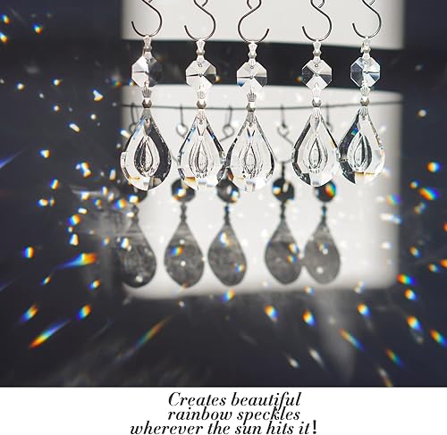 Miniatura 2 de 20 piezas de 1.496 in de cristal en forma de níspero de reemplazo, cristales de cristal transparente colgantes para candelabro, cuentas de prismas