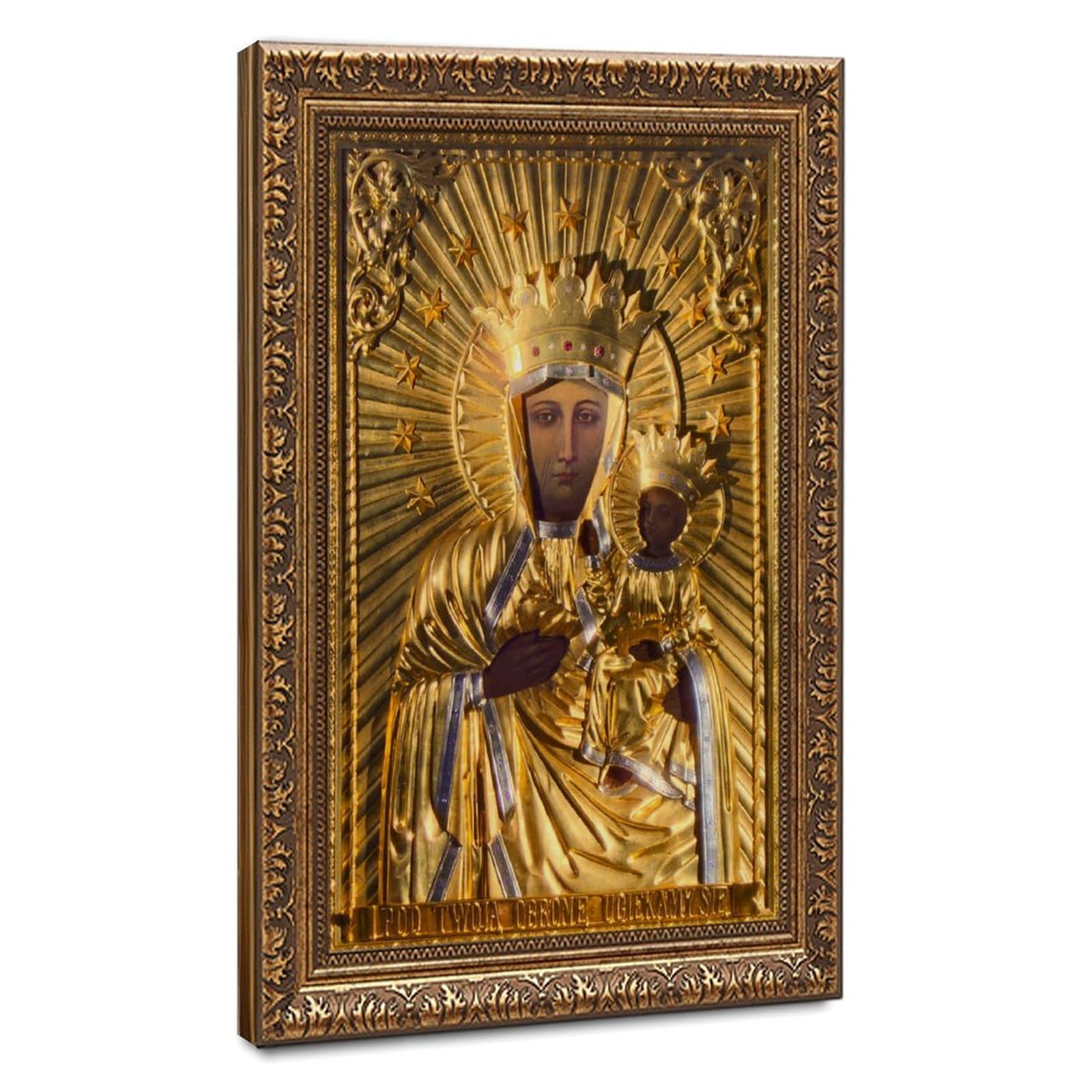WCYB Our Lady of Czestochowa Black Madonna From Poland Catholic Posters Prints Canvas Deco Paintings Wall Art Hangable Frame 24" L X 36" W