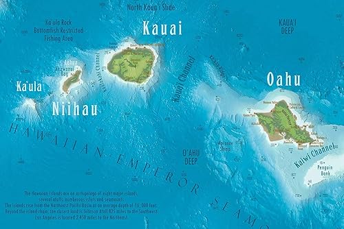 Miniatura 7 de Hawaii Map Wall Art - Framed Hawaii State Map With Travel Destinations - 36x24 Inches - Includes 500 Pins - Hawaiian Wall Art- Designed by a