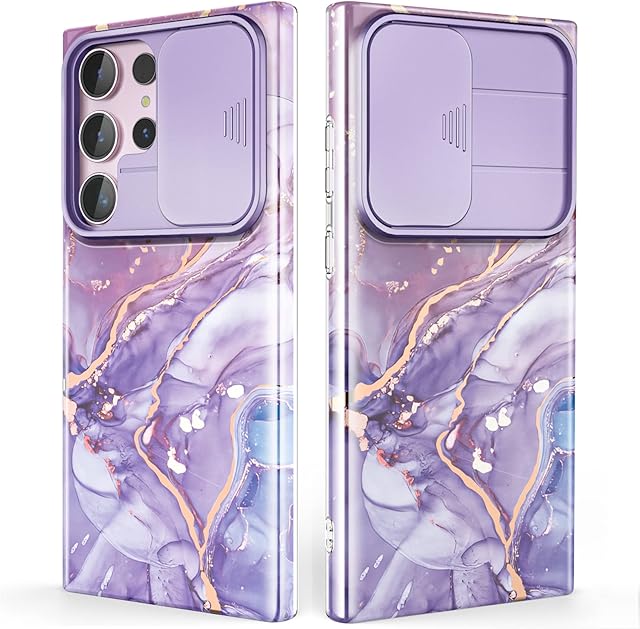 SHEDEER Etui na telefon Samsung S23 Ultra z przesuwanym etui na aparat Samsung Galaxy S23 Ultra, stylowe eleganckie błyszczące etui S23 Ultra, odporne na wstrząsy, odporne na zarysowania, cienkie,