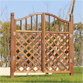 Outdoor Fence Gate,Freestanding Wood Partition,Courtyard Small Garden Wooden Door for Patio Deck,Customizable Size,Brown,125x90cm