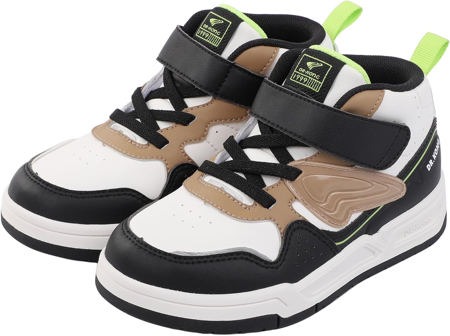 Dr Kong Boys Girls High Top Sneakers Toddler Basketball Shoes Casual Walking Athletic Adjustable Strap Shoes for Toddlers/Little Kids