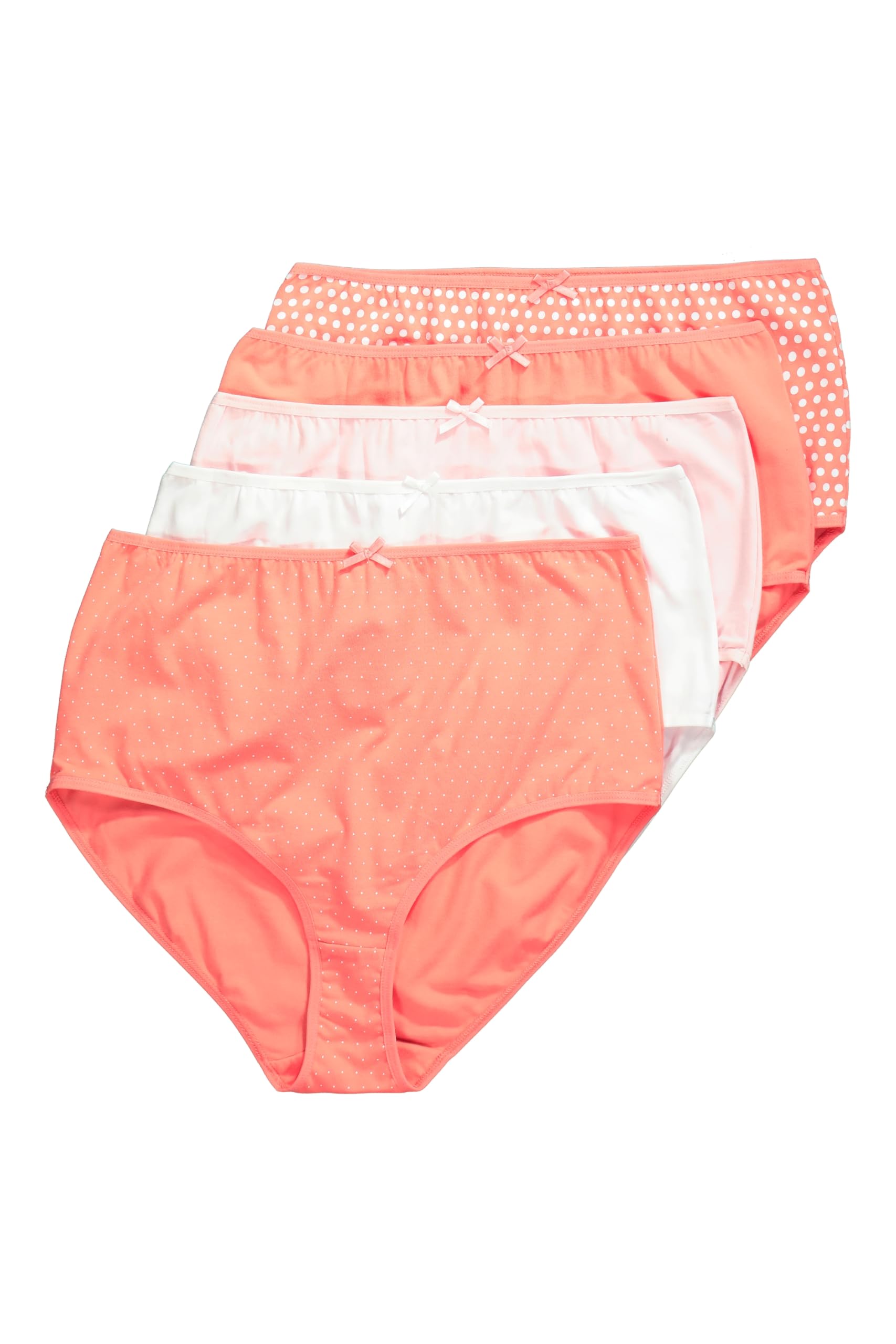 Ulla Popken Damen große Größen Übergrößen Plus Size Maxislips, 5er-Pack, Punkte/einfarbig 834377