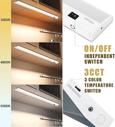 Miniatura 3 de Ansen Iluminación LED empotrada bajo gabinete, 18 pulgadas 15W luz LED para cocina/closet, 998.4lm, CRI>92, R9>90, regulable, 3 temperaturas de
