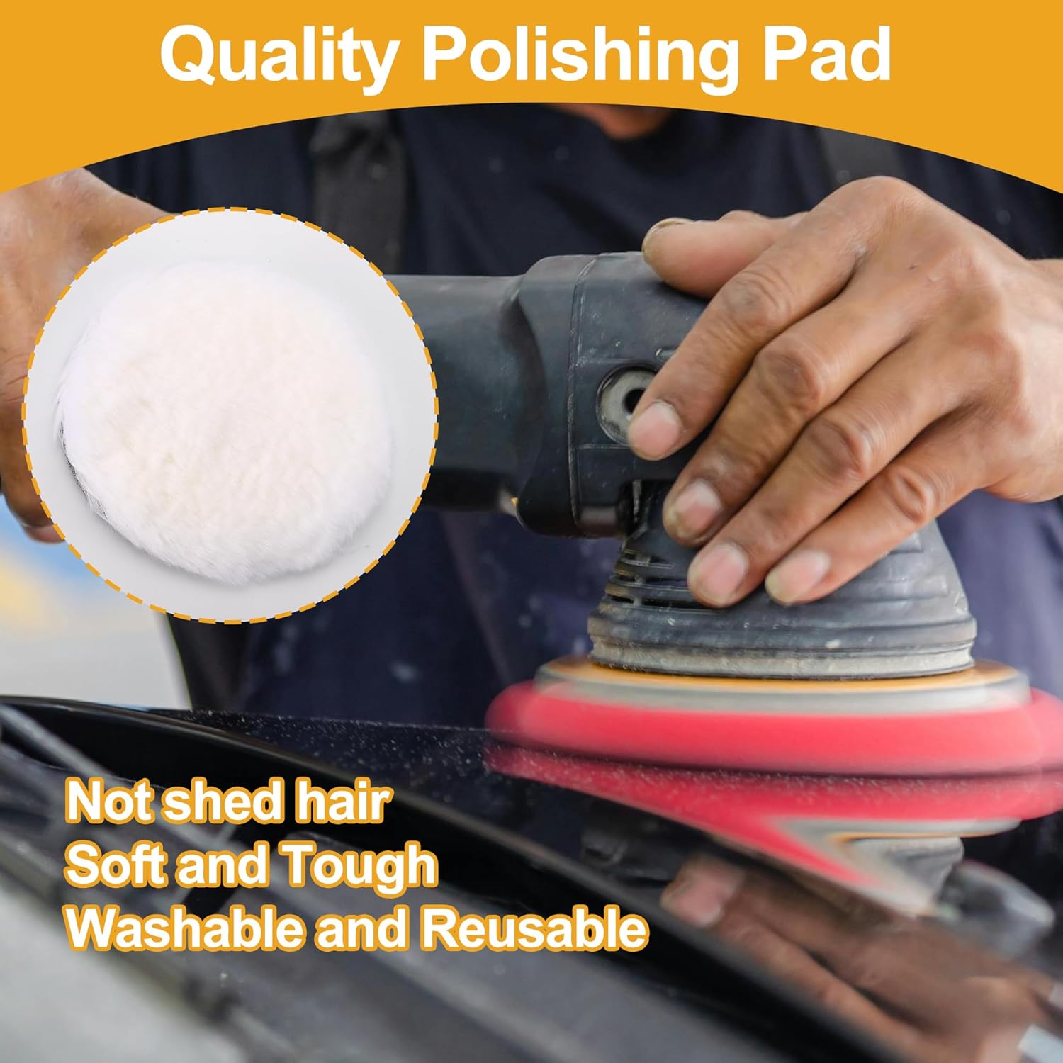 3pc 6" 150mm Universal Wool Polishing Buffing Pad - Auto Woolen Buffing Waxing Pad Car Polisher Buffer Drill Attachment Hook & Loop Wool White