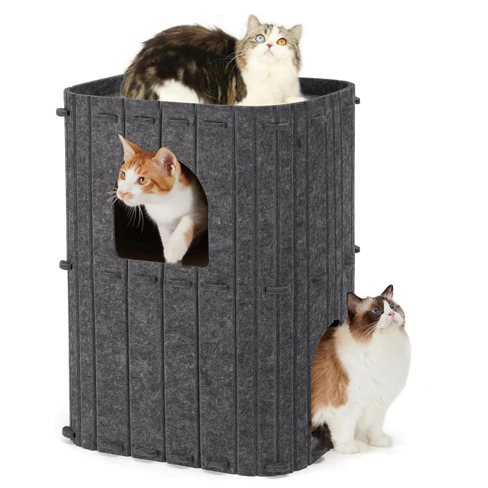 Arbre trou grotte pour chat avec double niveau et griffoir intégré