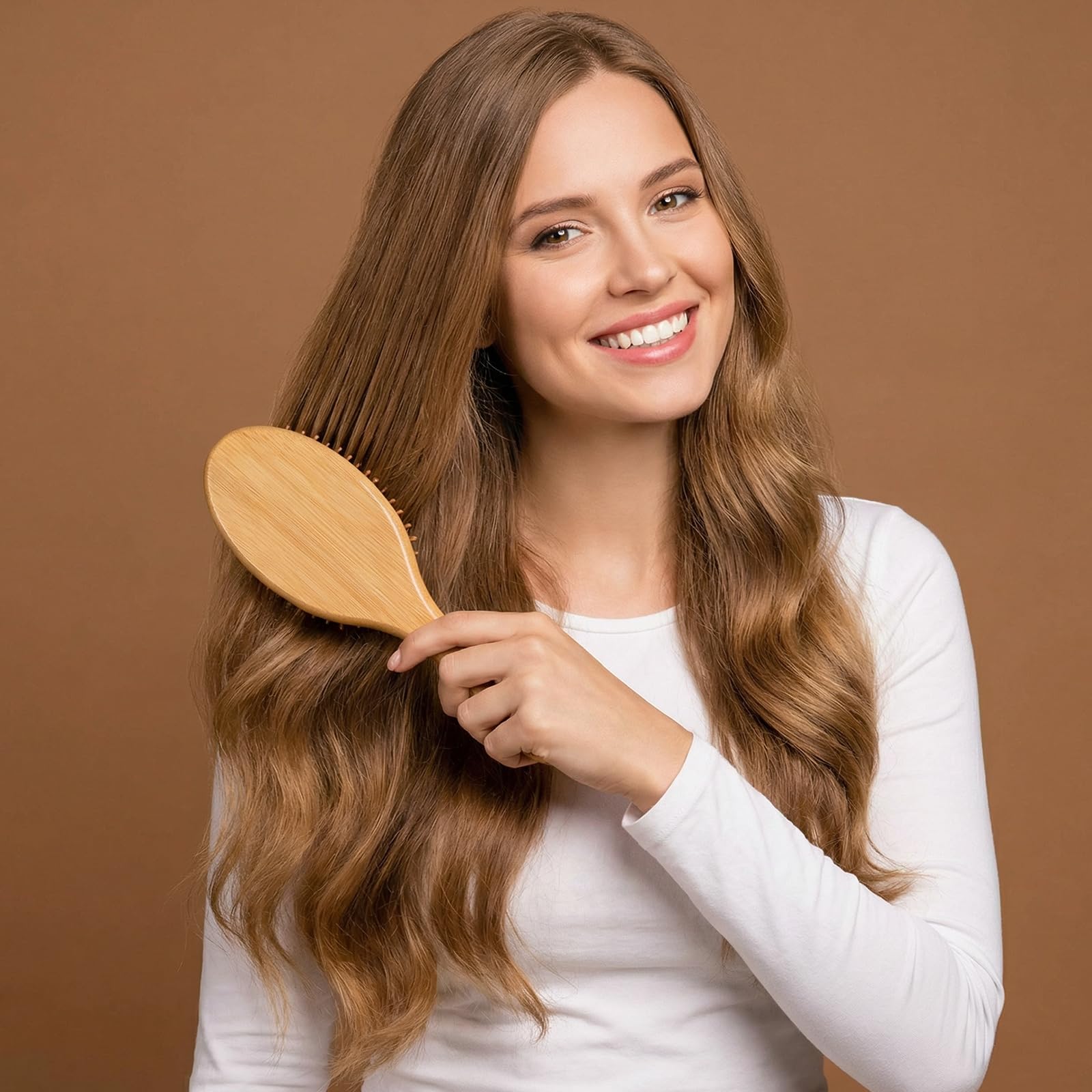 Bamboo Hair Brushes Natural Wooden Paddle Brushes with Ball-Tipped Bristles