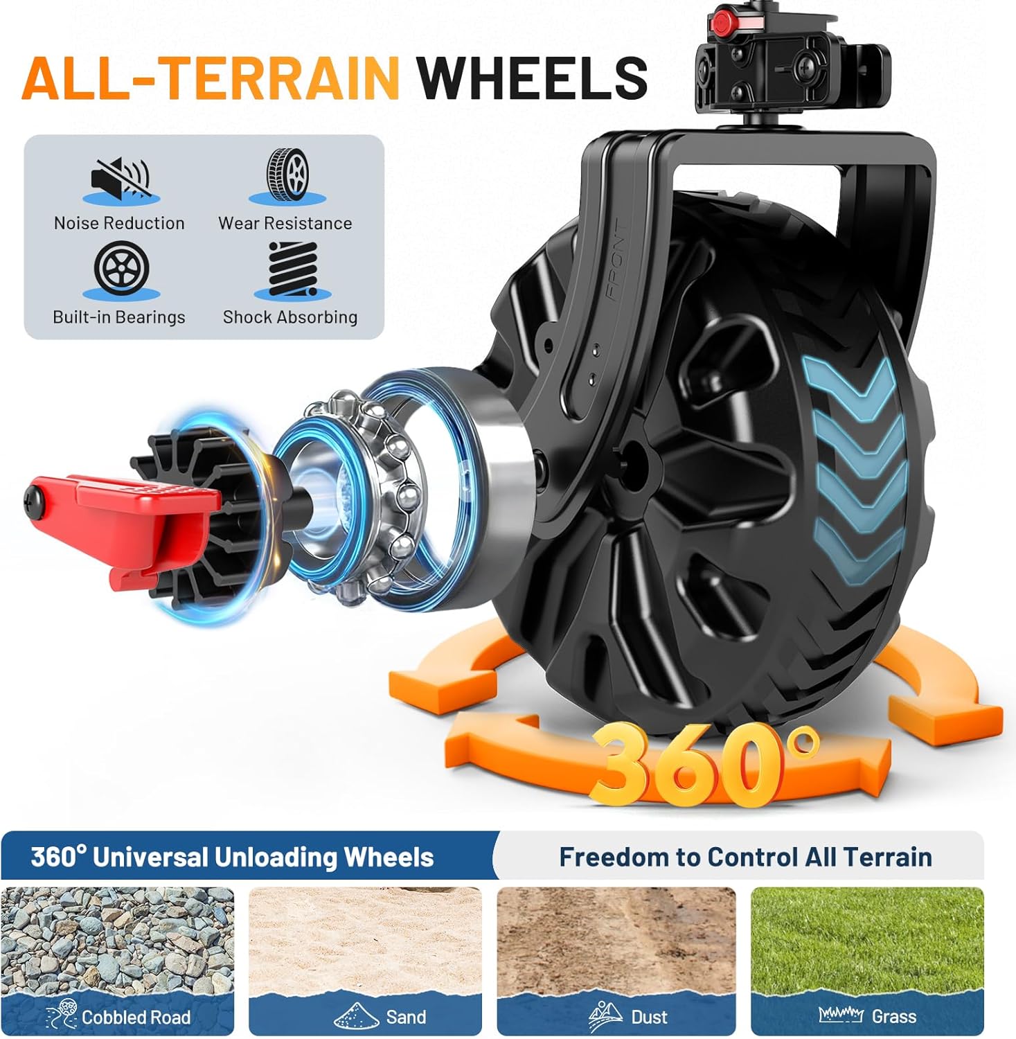 TIMBER RIDGE Push & Pull Double Decker Wagon, 400L Large Capacity Heavy Duty & 450lb Load, Collapsible Cart with All-Terrain Wheels & Brakes, 54” Extended Foldable for Sports, Beach, Camping, Blue