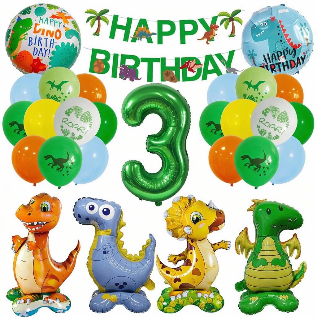 Dinosaur 3rd Birthday Decorations Boy - Jungle Themed Party