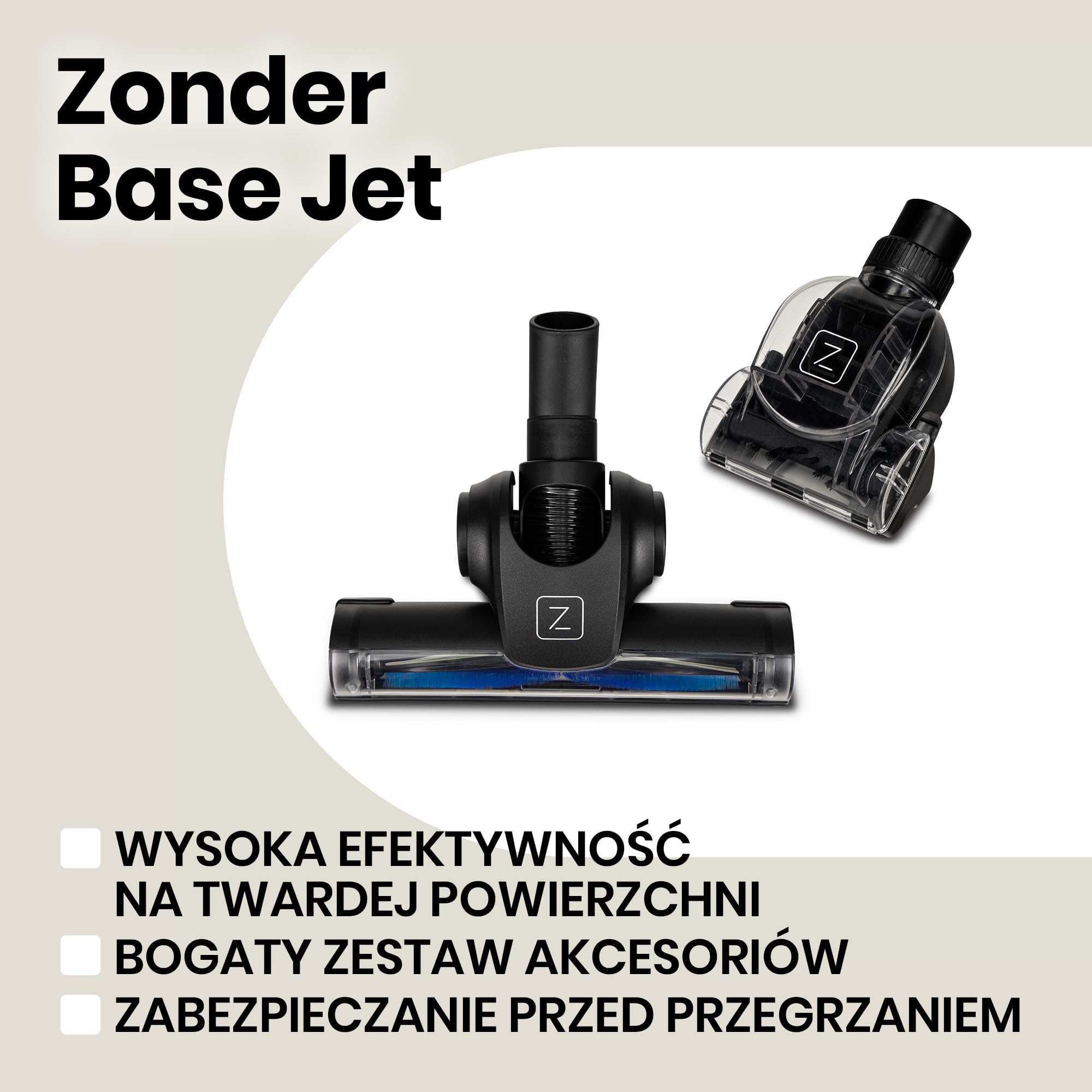 ZEEGMA Zonder Base Jet cyklonowy odkurzacz bezworkowy, 4000W, technologia PowerSuction, zbiornik 2 L, klasa energetyczna A, 2 filtry HEPA H13, moc ssania 20000 PA, 4 dodatkowe nakładki