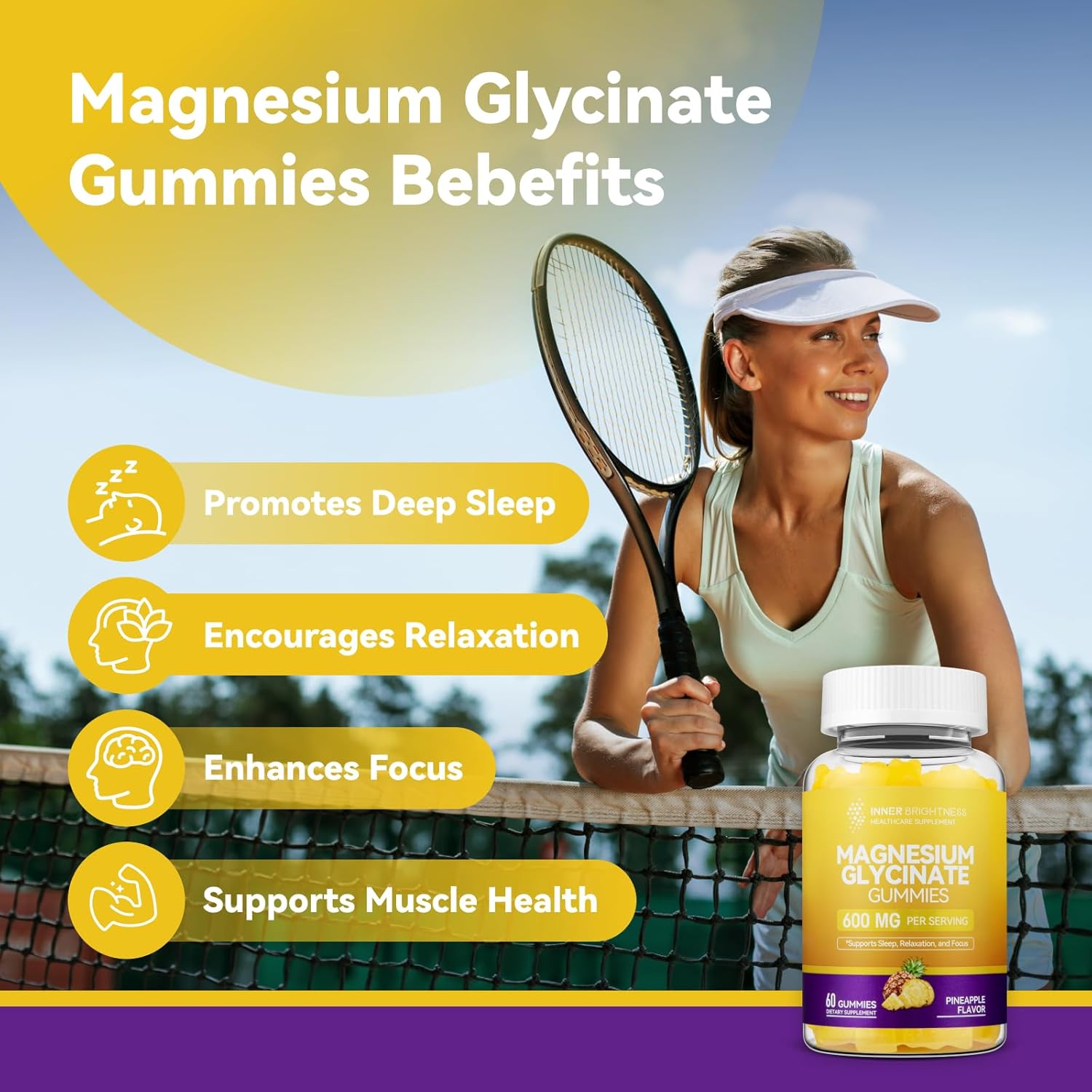 Magnesium Glycinate｜Gummies for Adults, Sleep, Relaxation & Focus, Pineapple Flavor & Liquid with Magnesium Citrate & Taurate, Strawberry Flavor