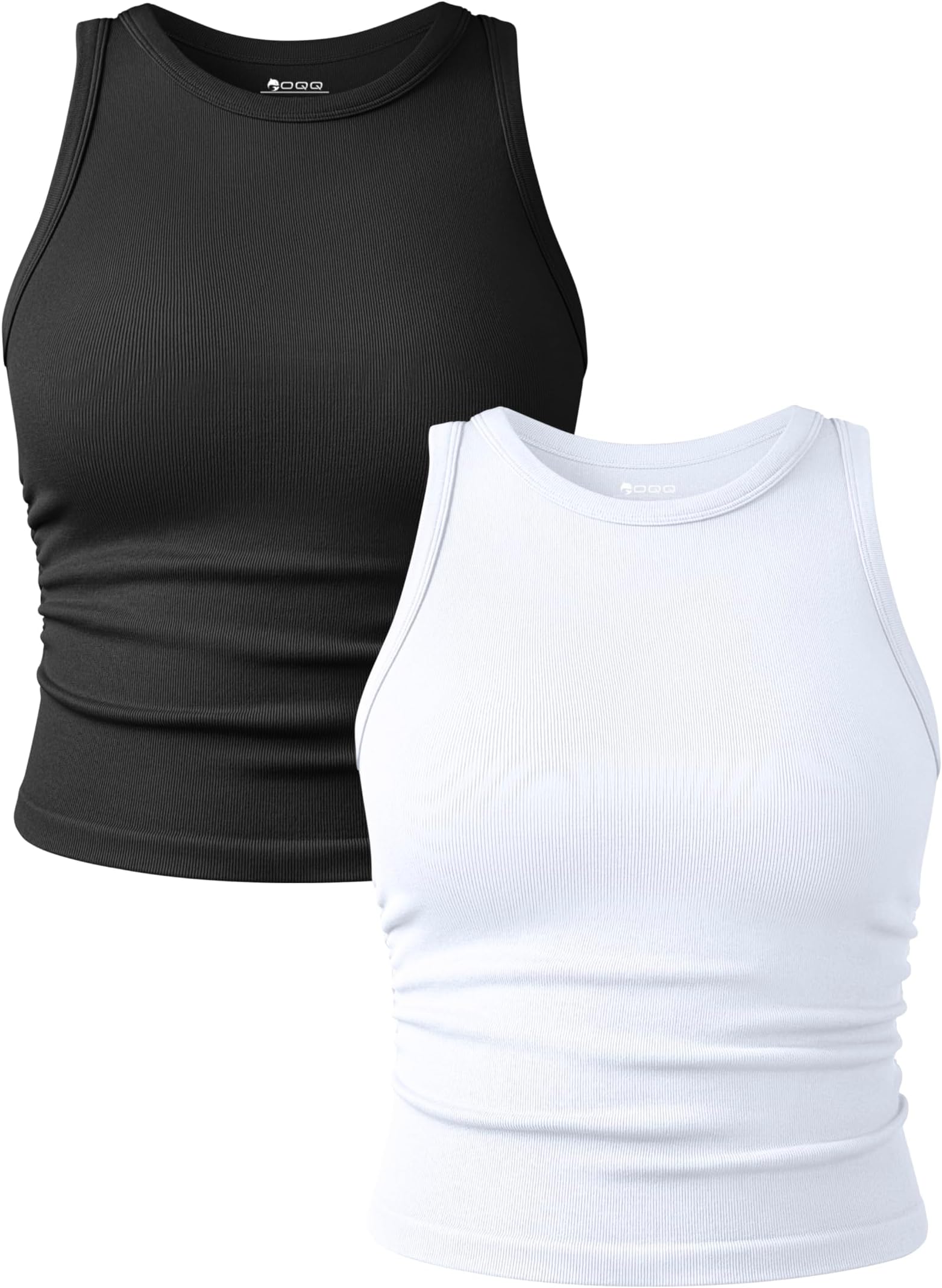 Women's 2 Piece Tank Tops Crew Neck Sleeveless Basic Stretch Casusal Yoga Crop Camis
