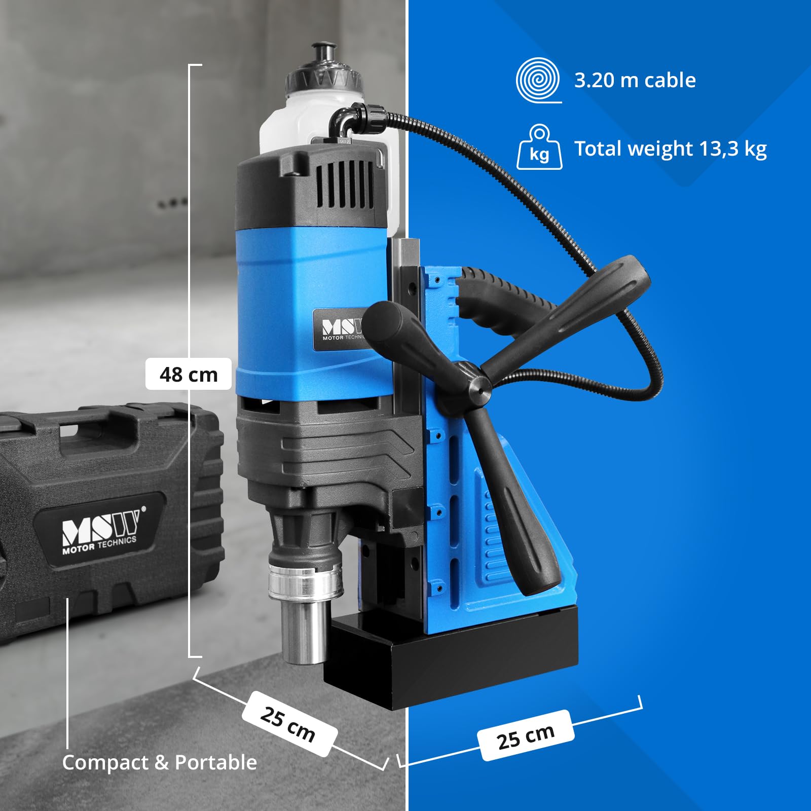 MSW wiertarka magnetyczna 1600 W 830 obr./min 16 kN do wierteł 13/35 mm wiertarka rdzeniowa wiertło magnetyczne