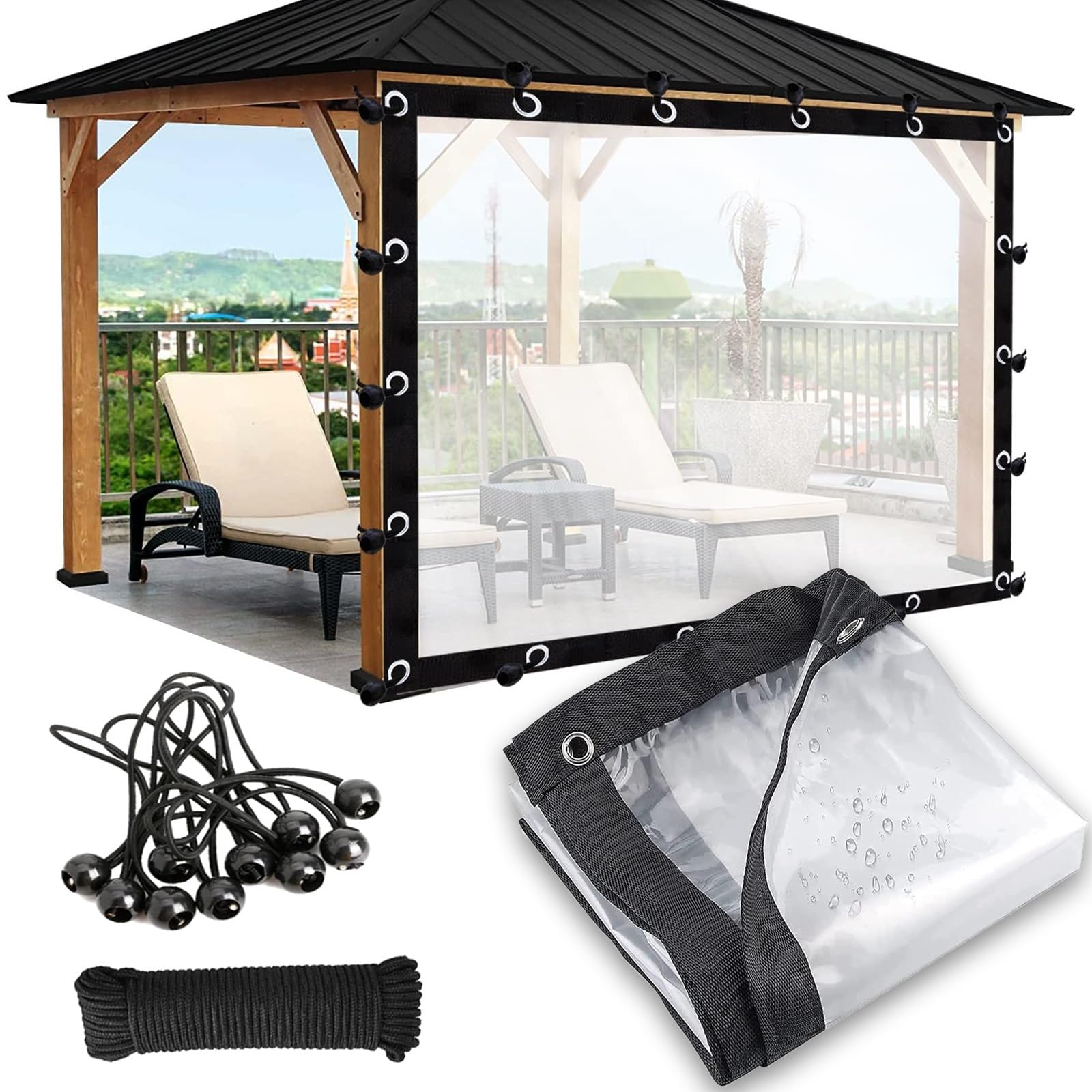Bâche transparente pour terrasse et pavillon afin de profiter du jardin sous la pluie
