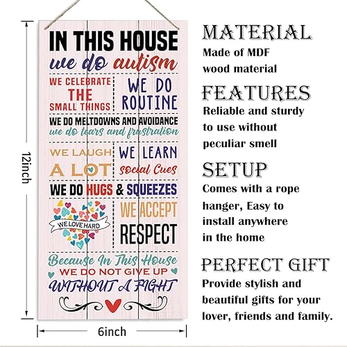 Miniatura 8 de Letreros de autismo, placa decorativa de madera colgante de madera, letrero de puerta de autismo de granja, aceptación de autismo, placa decorativa