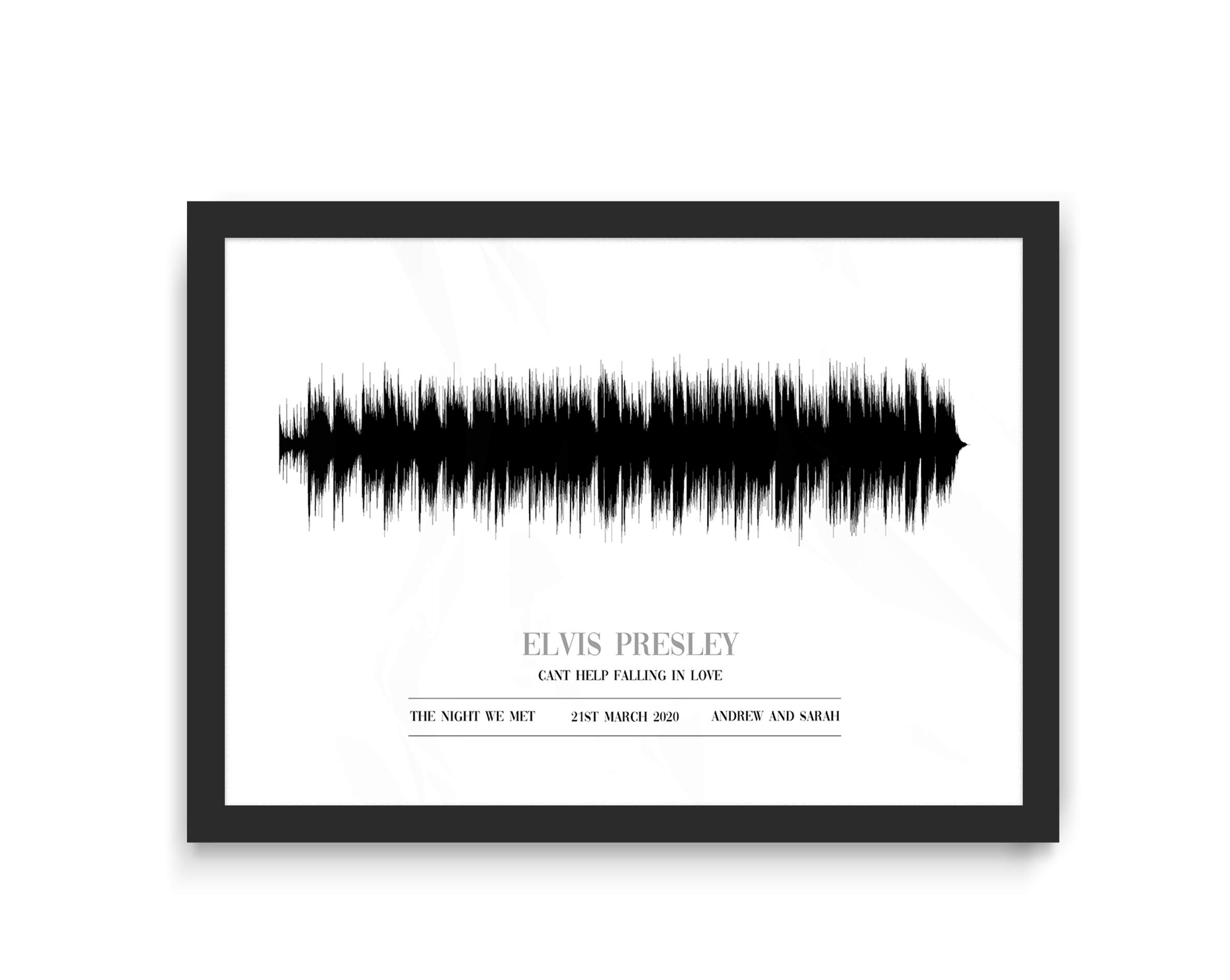 Forefrontdesigns White Personalised Custom Soundwave Art Print, Any Song And Artist. (A4 Print (210X297mm) 8.27X11.69 In)