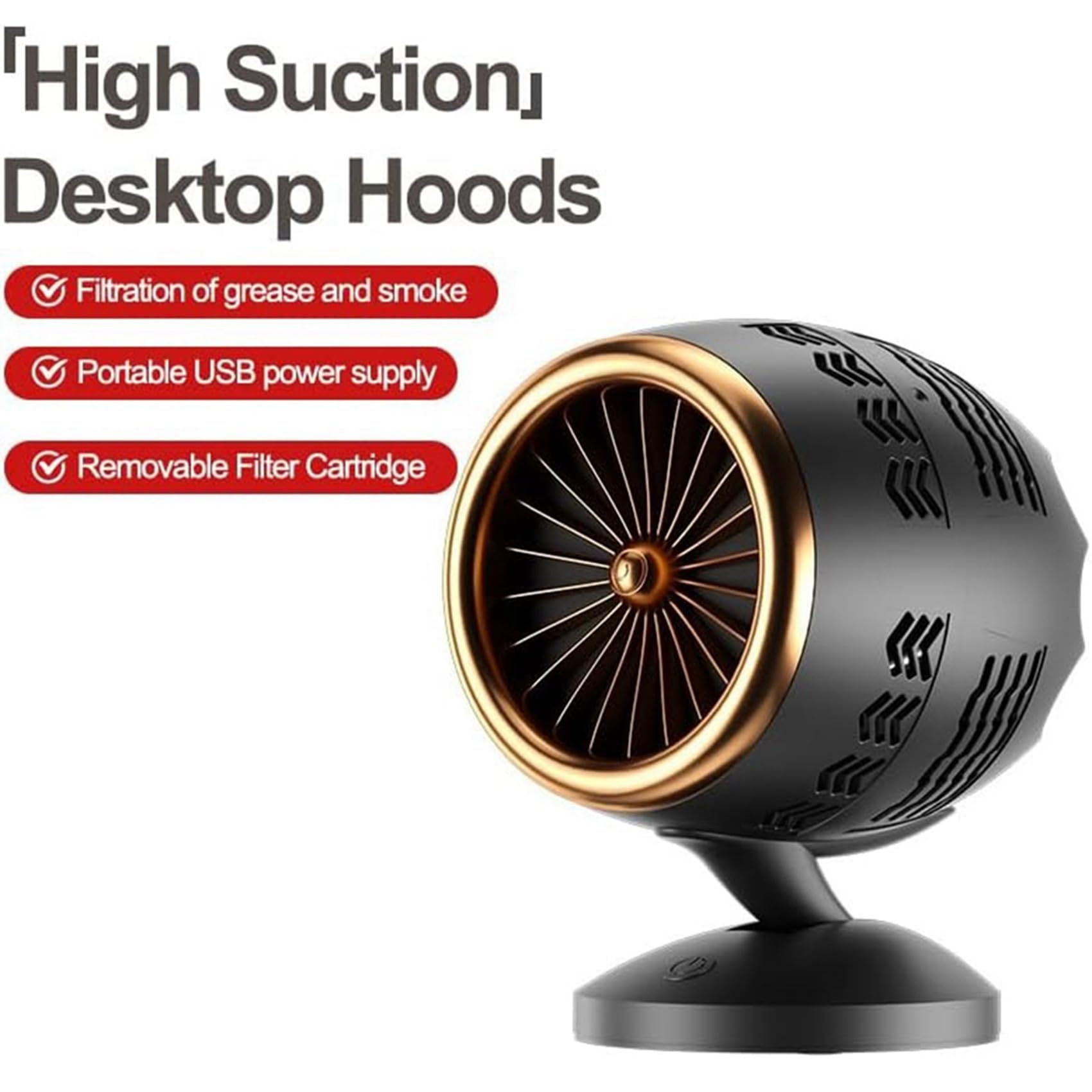 Desktop-Dunstabzugshauben, Tragbarer Abluftventilator für die Küche, Wiederaufladbar über USB, Tragbare Dunstabzugshaube mit Filter für Grill, Hot Pot, Langlebig