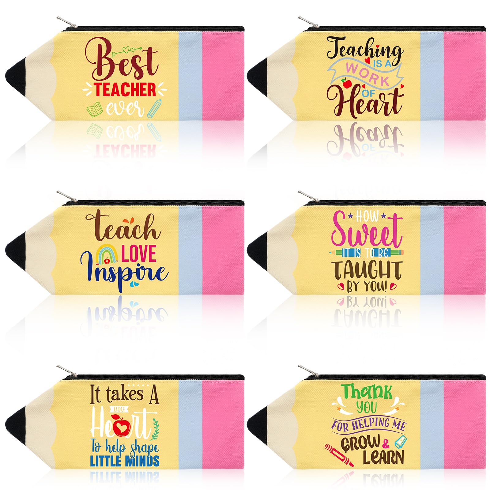 Kisston Estuche para lápices Kawaii con forma de lápiz portátil con cremallera, bonita bolsa para bolígrafos para regalo de profesor, organizador de papelería, suministros escolares, 8.66 x 3.94