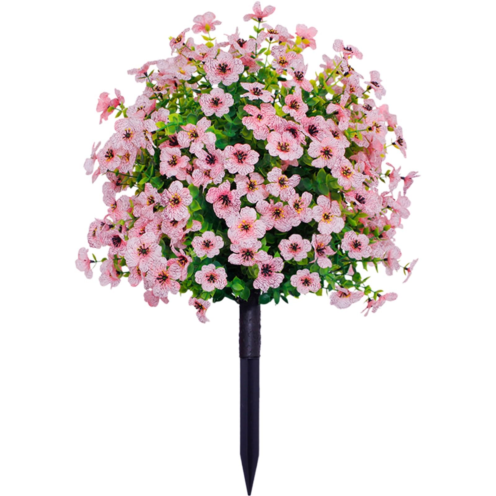 Qianderer Artificial Flower with Detachable Garden Stake UV Resistant Realistic Morning Glory Bush Yard Stakes for Outdoor Lawn Decorations (Pink, 60cm)