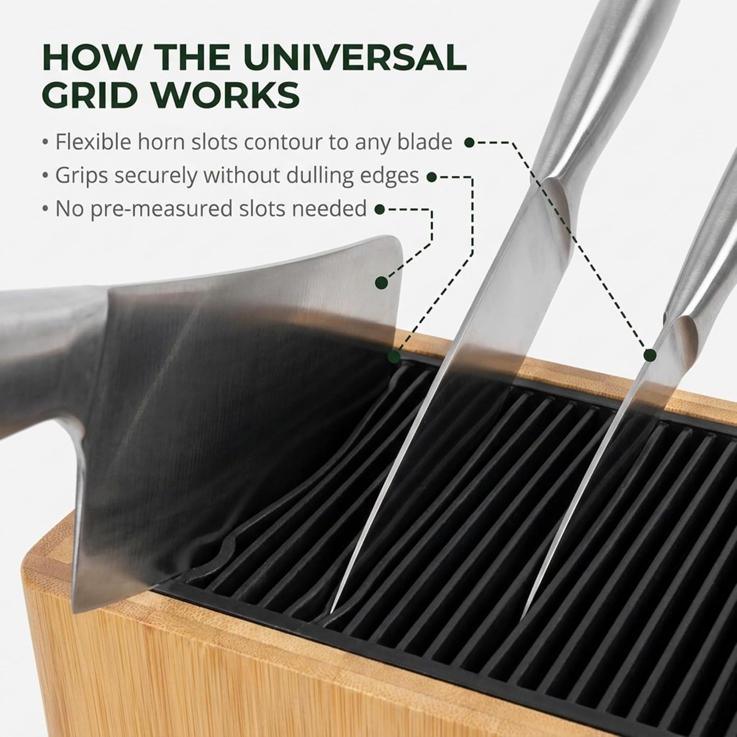 Mantello Universal Knife Block - Bamboo Holder,No Knives