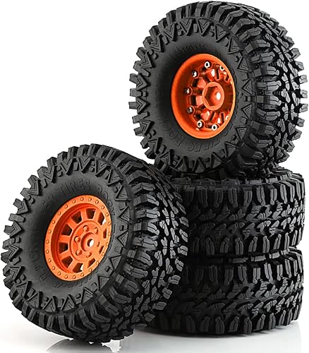 Miniatura 8 de 1.9 RC Crawler Neumáticos de goma con borde de rueda de plástico duro Beadlock de 0.472 in, juego de neumáticos hexagonales para Traxxas TRX-4 TRX-6
