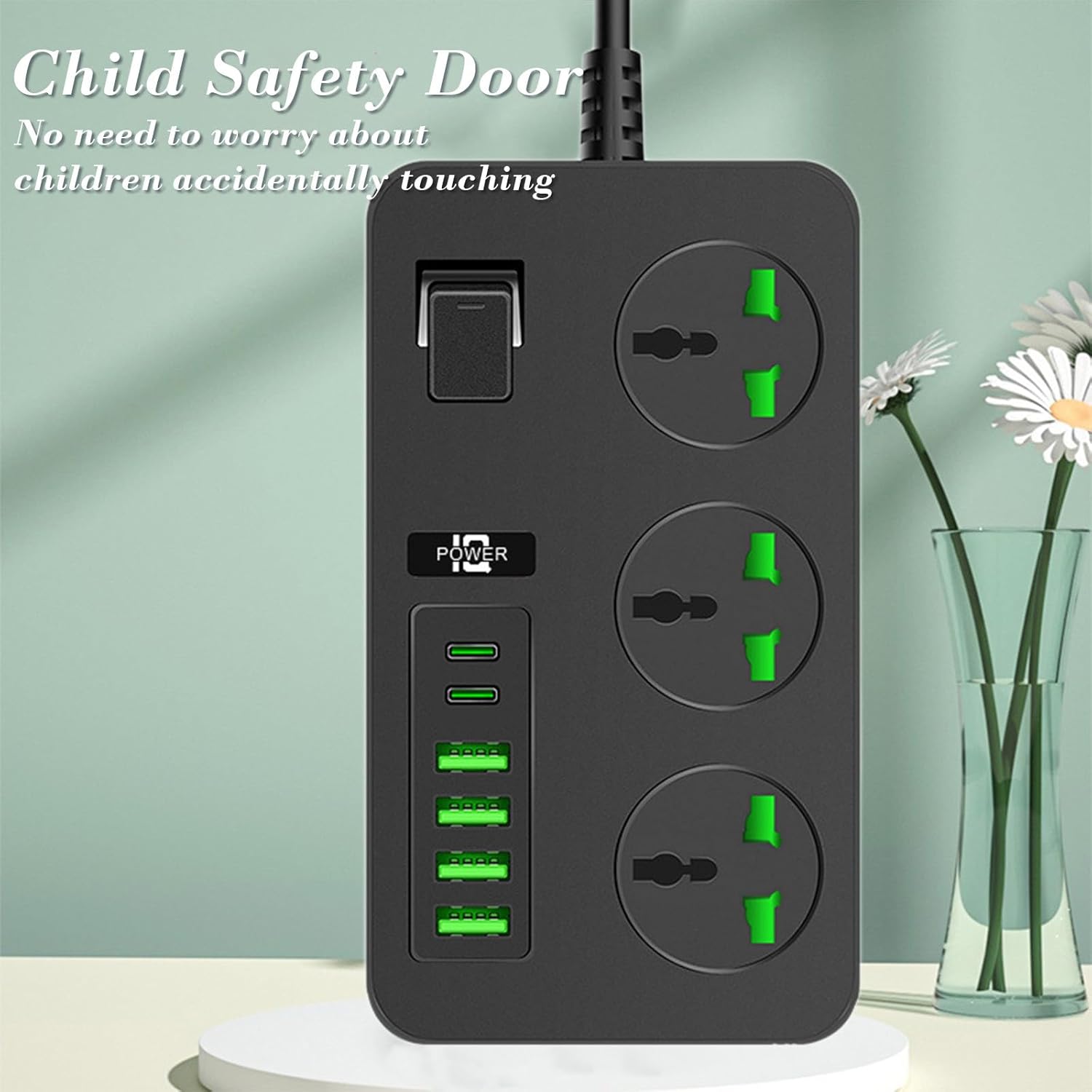 3 Outlets Power Strip Surge Protector 3000W Multi Plug Outlet with 6 USB, On/Off Botton, Extension Cord with Multiple Outlets, USB Outlet, Cruise Dorm Essentials Cool Stuff