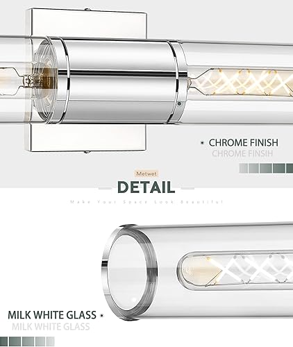 Miniatura 4 de VL834-CH-CL - Lámpara de pared cromada para baño, lámpara de pared cromada en cristal transparente, lámpara de pared moderna arriba y abajo, para