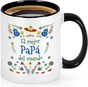 YHRJWN Papa Gifts - El Mejor Papa Del Mundo Coffee Mug, regalos para el dia del padre, Fathers Day Birthday Gift for Dad from Daughter or Son, 11 Oz