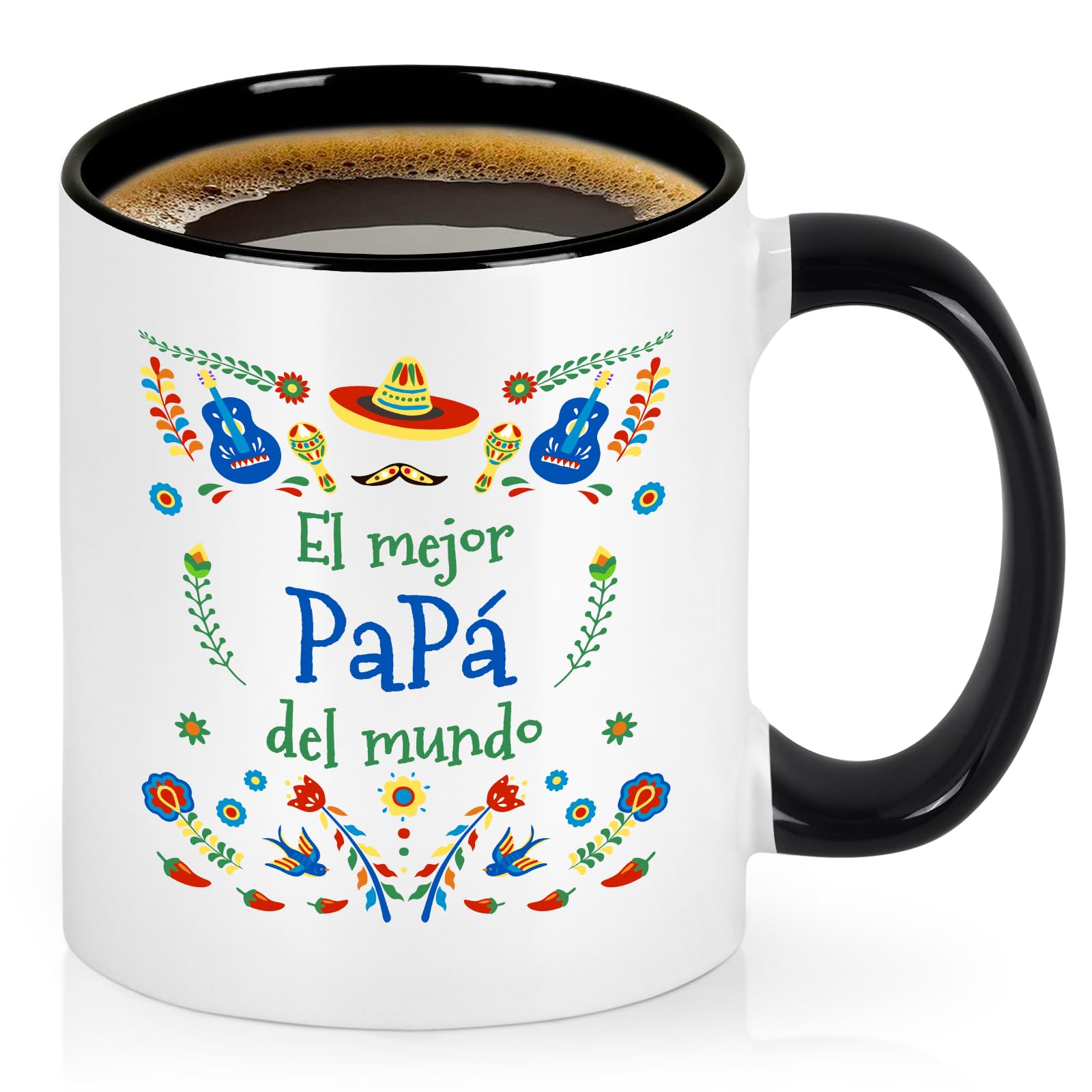 YHRJWN Papa Gifts - El Mejor Papa Del Mundo Coffee Mug, regalos para el día del padre, Christmas & Birthday Gift for Dad from Daughter or Son, 11 Oz