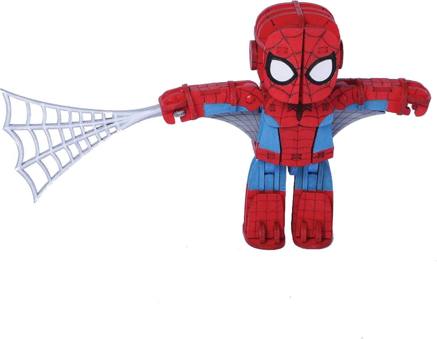 Amazon Com Incredibots Marvel Avengers Spider Man 3d Wood Puzzle Model Figure Kit 57 Pieces Poseable Arms Legs And Head Build Paint And Collect Your Own Wood Toy Model 8
