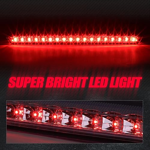 Miniatura 8 de Auto Dynasty Luz trasera LED completa de tercera luz trasera de freno compatible con Chevy Suburban Tahoe 15-20, montaje alto, carcasa cromada lente