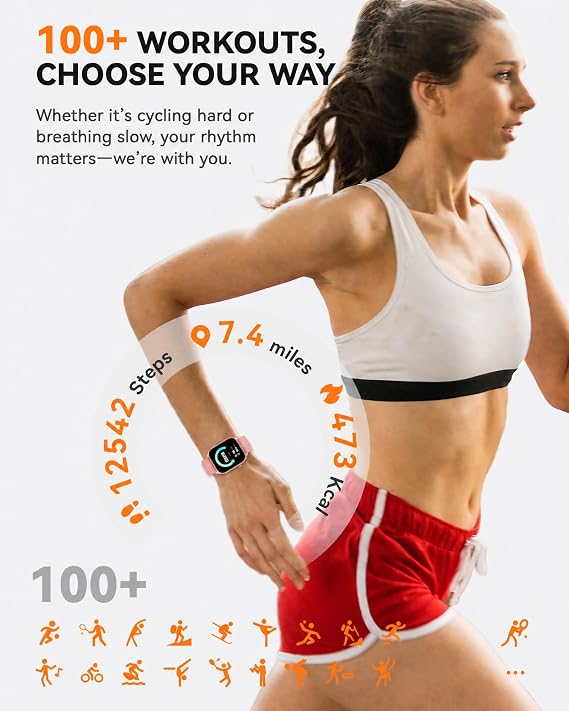 Smart Watch for Men Women- Answer/Make Call, 2026 IP68 Waterproof Fitness Tracker Watch with Sleep Step Counter Activity Smartwatch for Samsung Andriod iPhone iOS (Dusty Rose, 1.83)