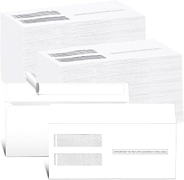 Sayglossy 100 Pcs W2 Envelope-3up Tax Envelopes Tax Self Adhesive Envelopes Double Window Security Envelopes8-3/4" x 3-7/8"