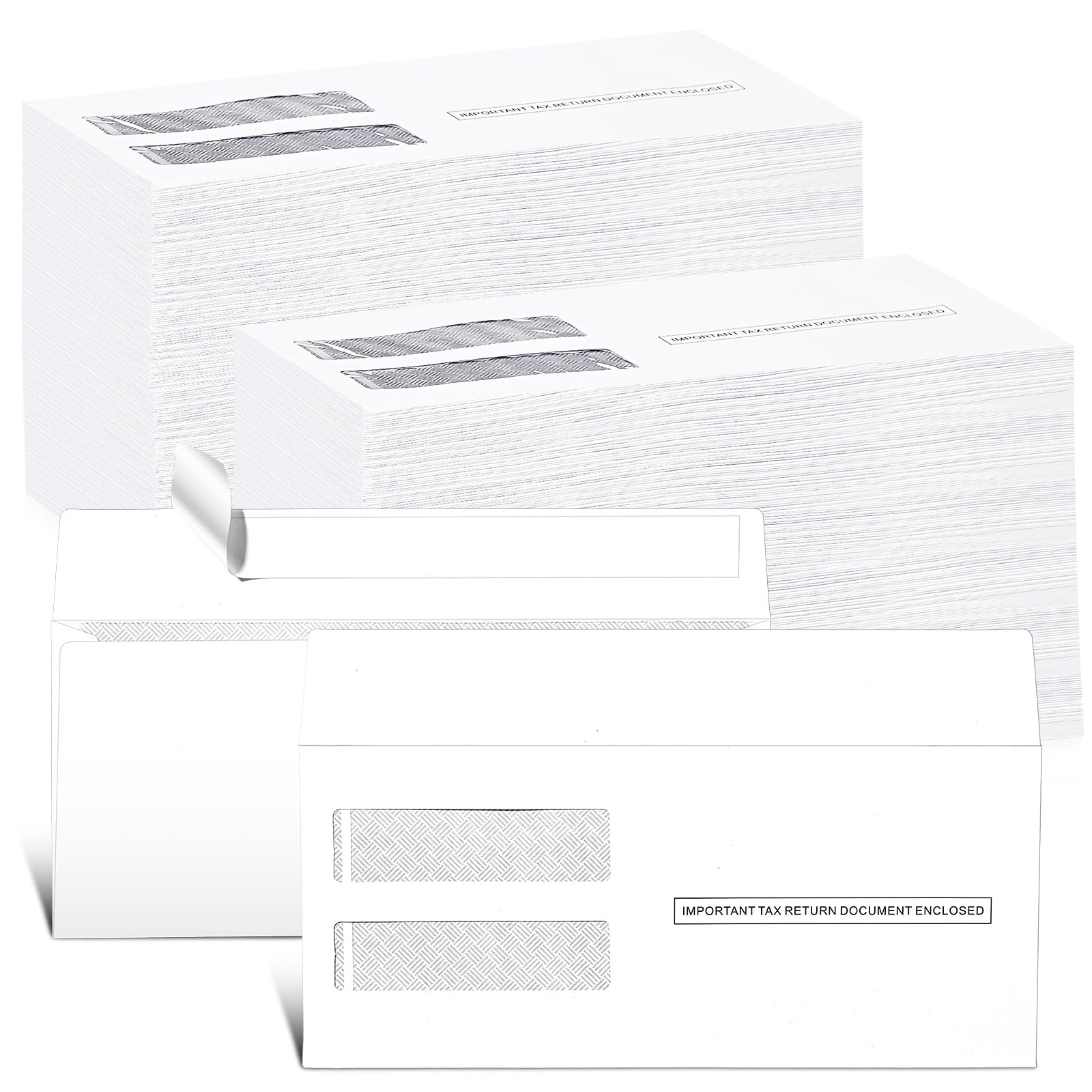 Sayglossy 100 sobres W2 de impuestos, sobres autoadhesivos de doble ventana (8-3/4 x 3-7/8 pulgadas)