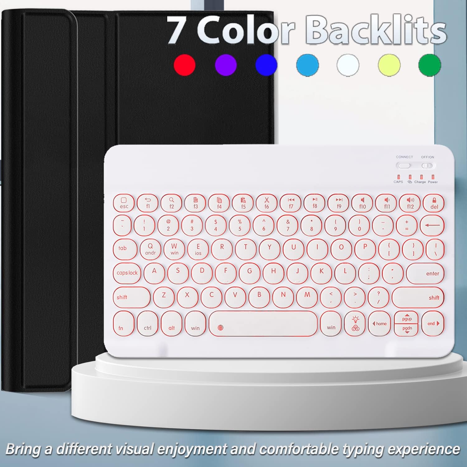 Backlit Keyboard Case for Lenovo Tab P11 Pro Gen 2 11.2" 2022 (TB132FU) with Screen Protector, 7 Colors Light Detachable Wireless Keyboard Slim Stand Cover with Tempered Glass Screen Protector