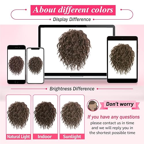 Miniatura 7 de Pieza de pelo desordenado Yaki con textura, dulce, suelto, ondulado, rizado, moño corto, con cordón, extensiones de cola de caballo sintéticas,