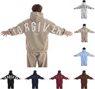 Men's Hooded Sweatshirts Yahweh Forgiven Letter Print Graphic Hoodies pullover Oversized Loose Pullover Sweatshirts