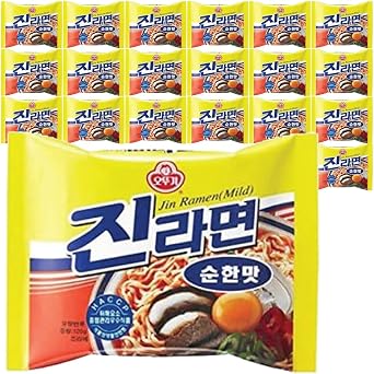OTTOGI Jin Ramen, Sweet Mouth Small Spice/MILD 4.2 oz 120 g, Set of 20 Bags/Korean Ramen Instant Ramen