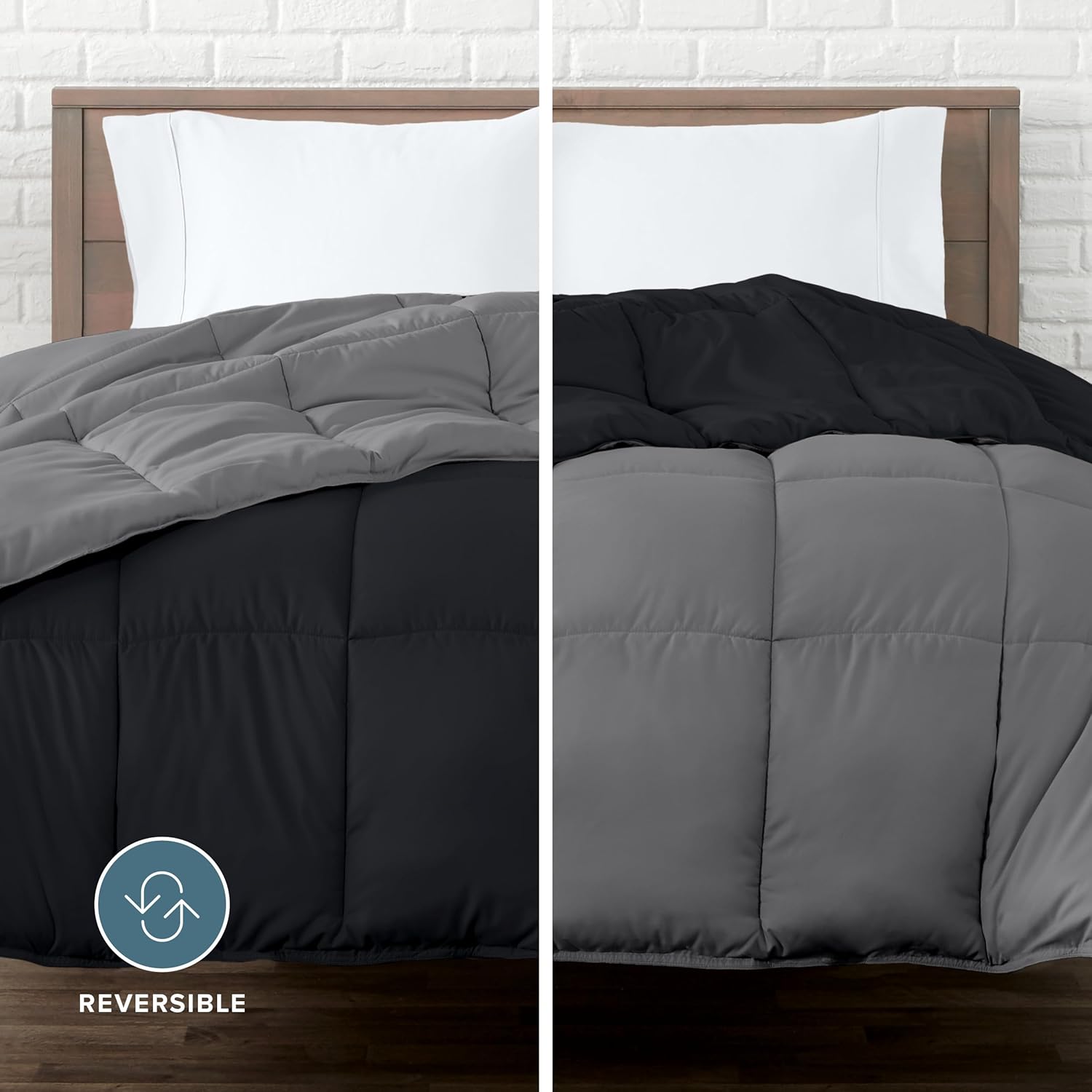 Bare Home Queen Comforter - Reversible Colors - Goose Down Alternative - Ultra-Soft - Premium 1800 Series - All Season Warmth - Bedding Comforter (Queen, Black/Grey) - Image 2