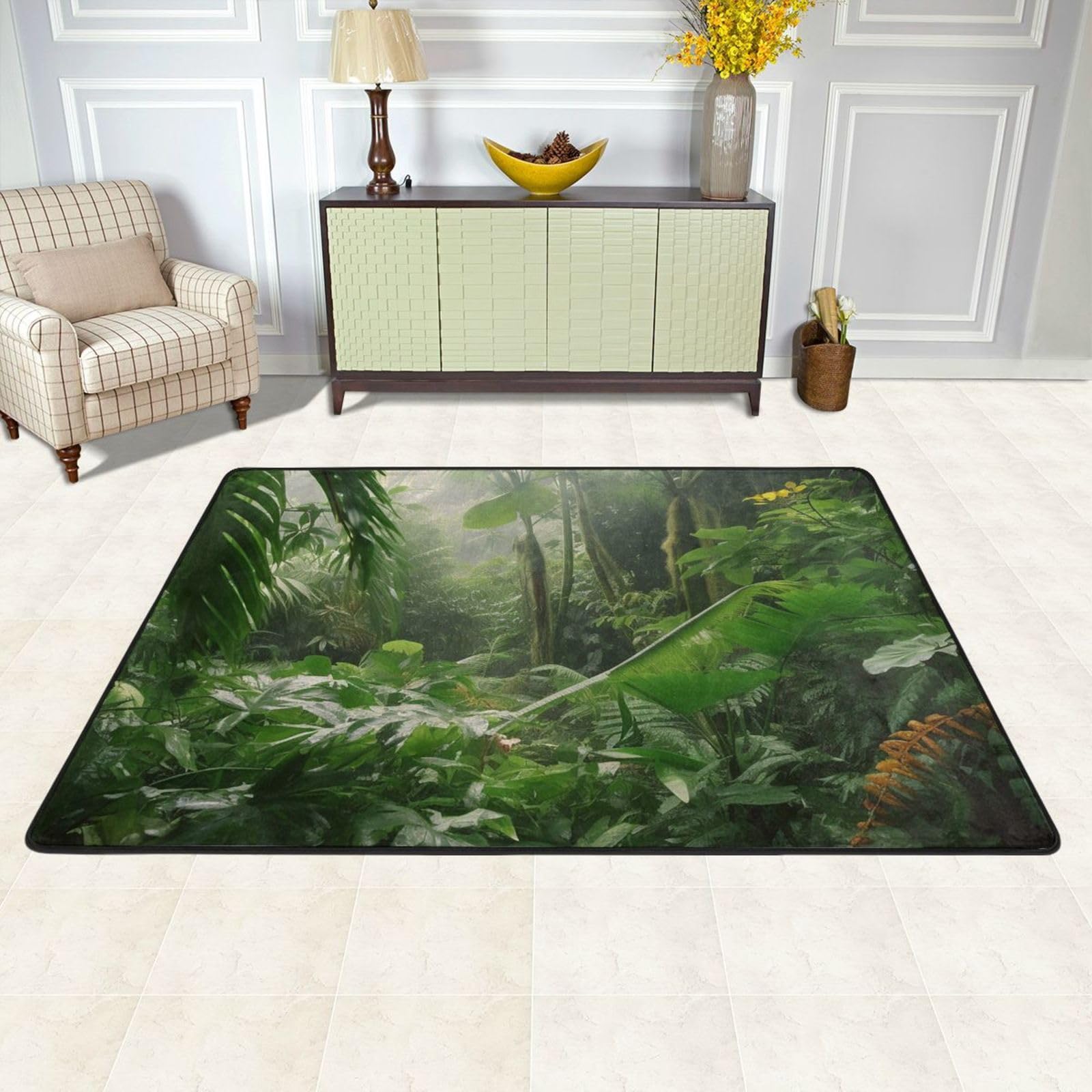 Tapis de sol absorbant lavable grand tapis cuisine et chambre motif exotique