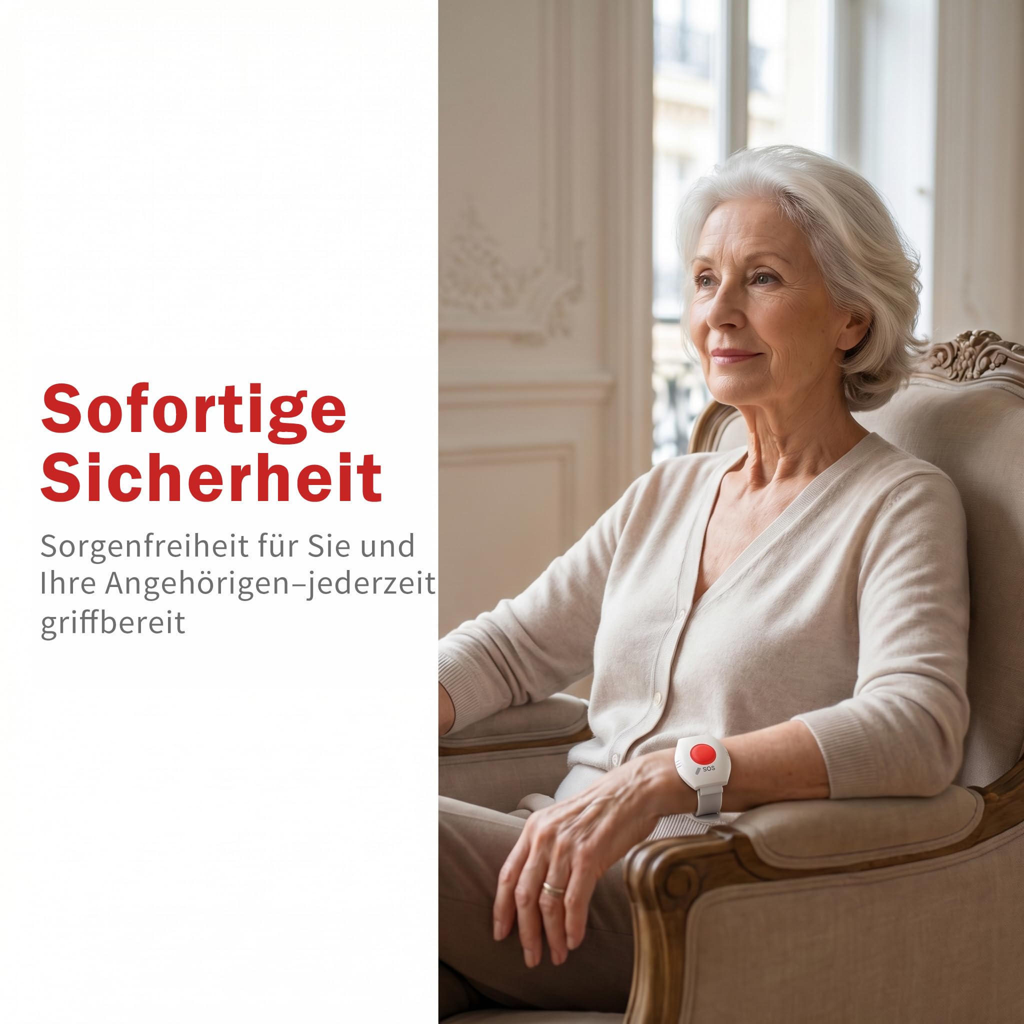 Notrufknopf für Senioren mit WLAN – Nutzung ohne ABO, IP55 wasserdicht, Hausnotruf für Zuhause & Angehörige, interner Hausnotruf mit App-Benachrichtigung, einstellbare Lautstärke (4er-Set)