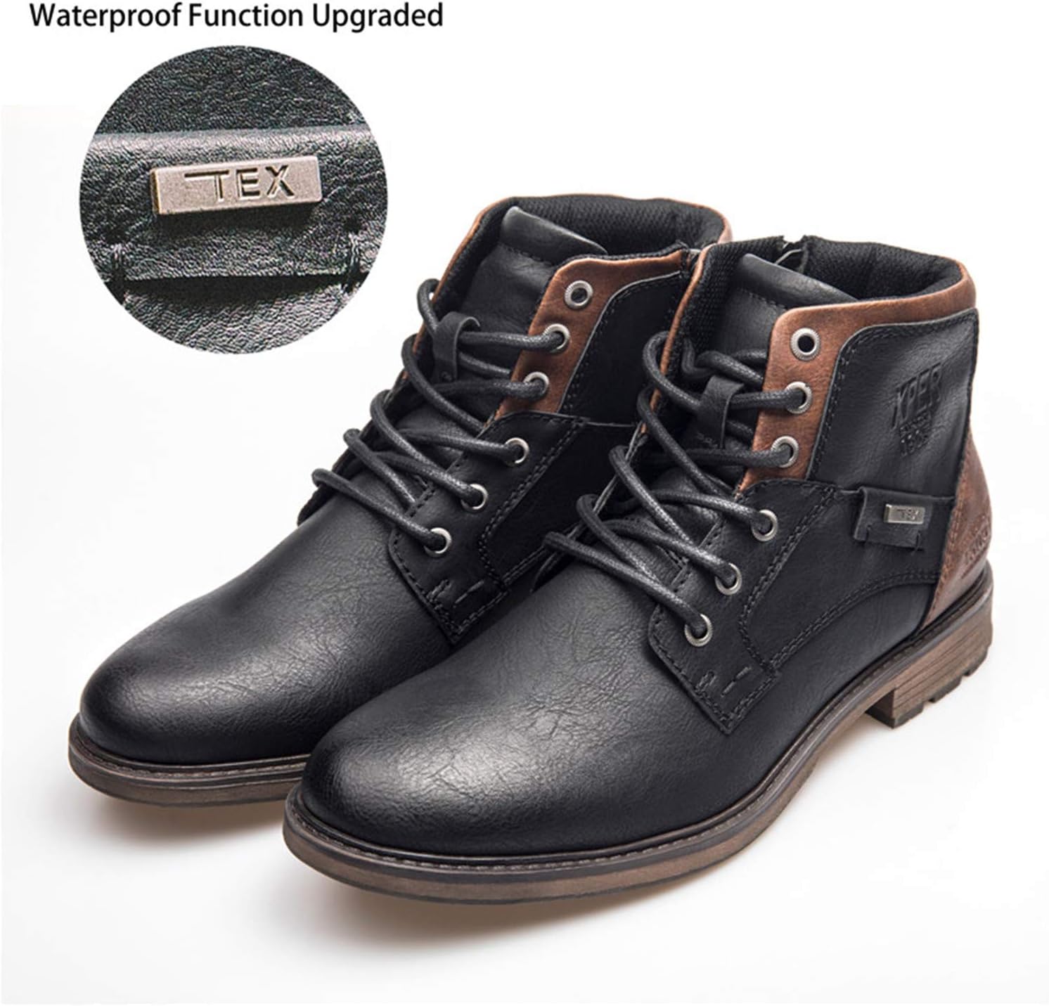 Men Boots Vintage Style Casual Men Shoes LaceUp Warm Plush