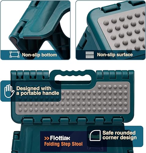 Miniatura 149 de Flottian Taburete plegable de 18 pulgadas para adultos y niños con capacidad para hasta 300 libras, taburetes plegables antideslizantes con asa,