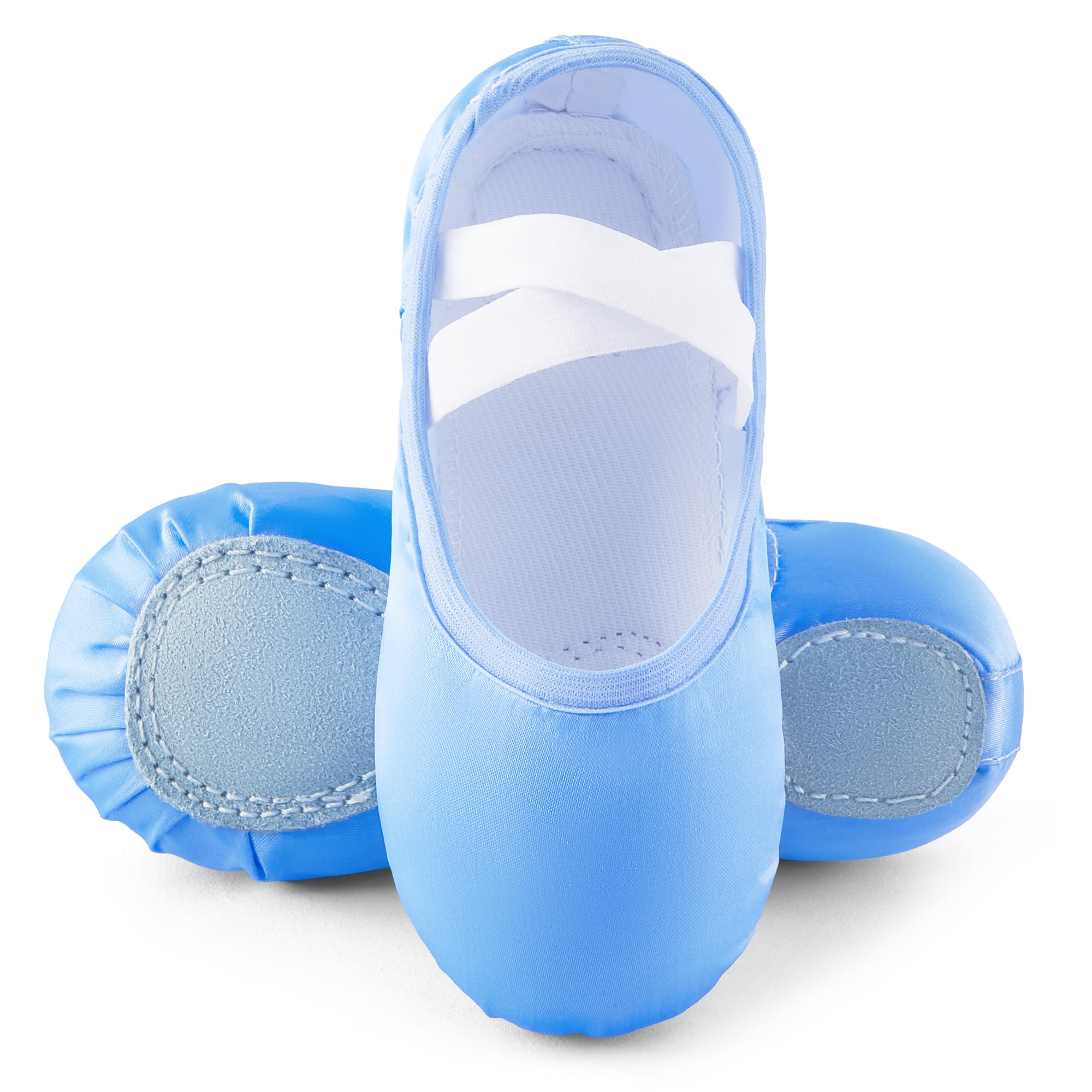 Ballet Shoes for Girls, Satin Dance Practice Slippers Split Soft Leather Flat Sole Yoga Gymnastics Shoes (Toddler/Little/Big Kid)