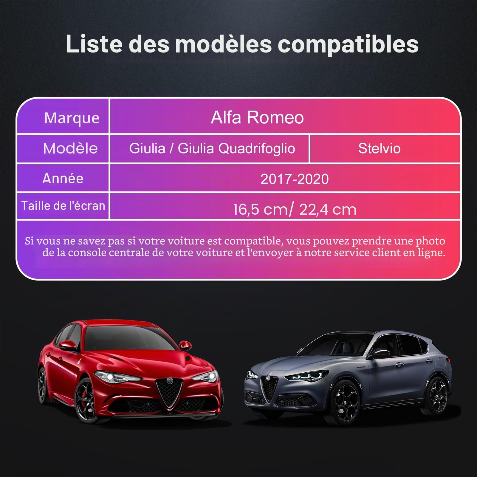 LEXXSON Wireless CarPlay & Android Auto Retrofit Kit Décodeur pour Alfa Romeo Giulia Stelvio 2017-2020, avec écran 6.5/8.8 po, Plug & Play, prise en charge de la commande et de la navigation Bluetooth