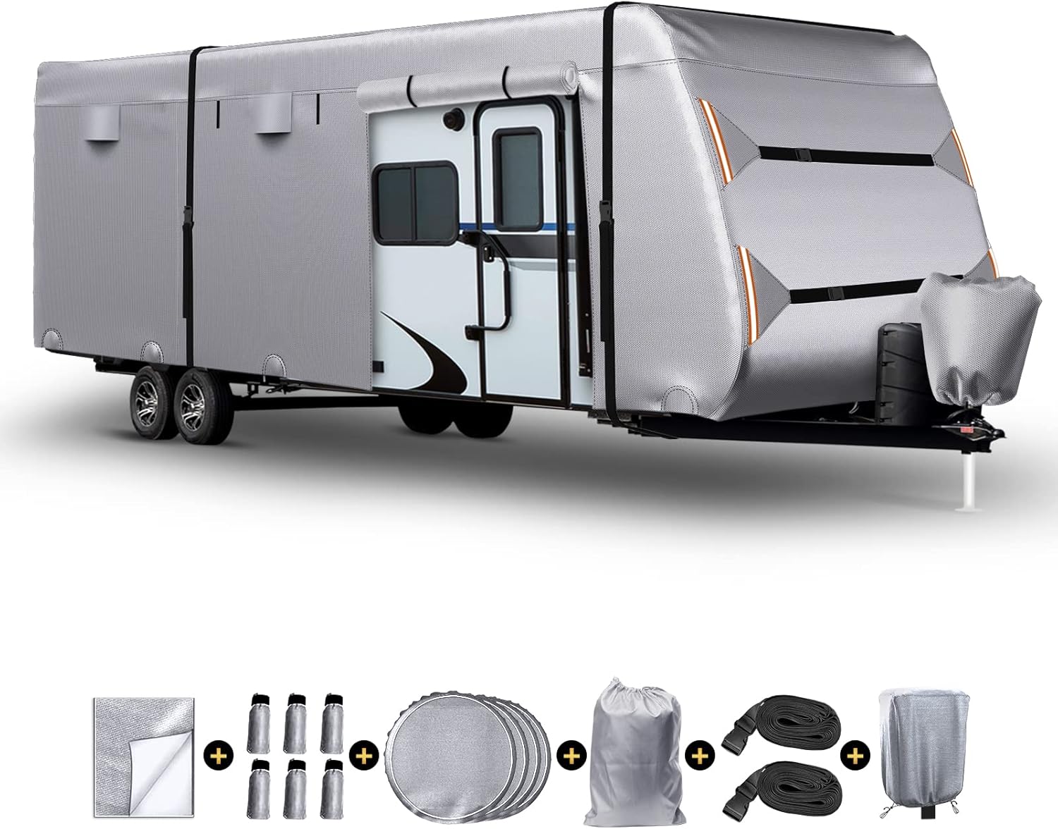 OVCRNIBI Travel Trailer Cover 18'20' RV Cover, Upgraded ExtraThick 6 Layers Top Camper Cover