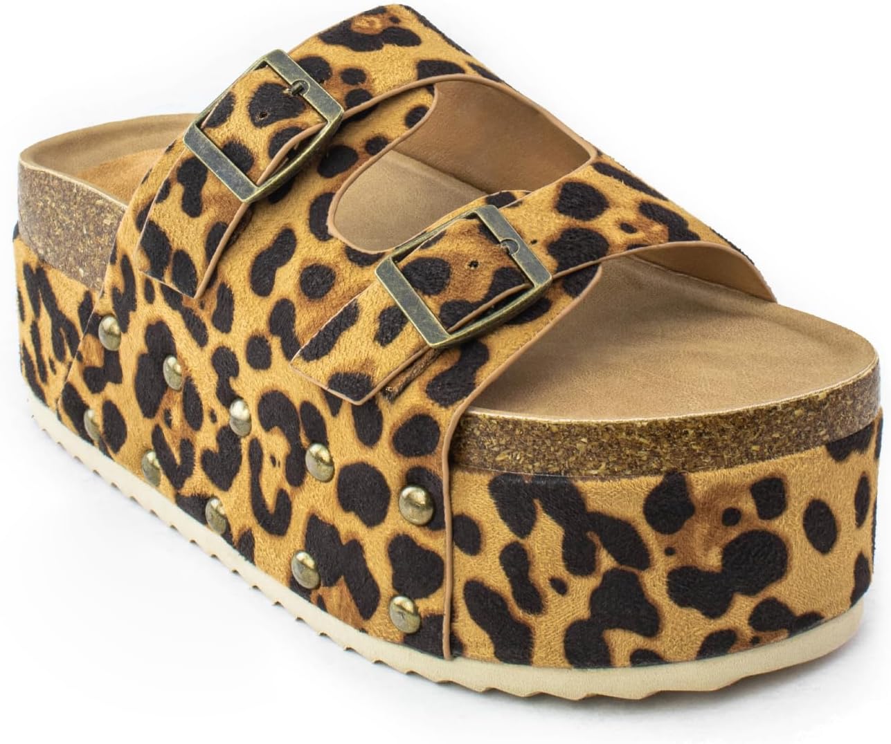 RF ROOM OF FASHION Women's Open Toe Slide on Footbed Platform Sandals